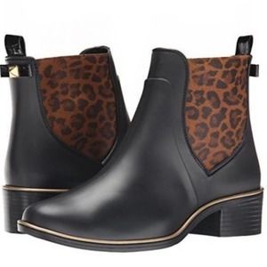 Kate Spade Sedgewick Domina Leopard Print Ankle Rubber Rain Boots